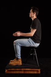 Whole Body Man White Slim Sitting Studio photo references